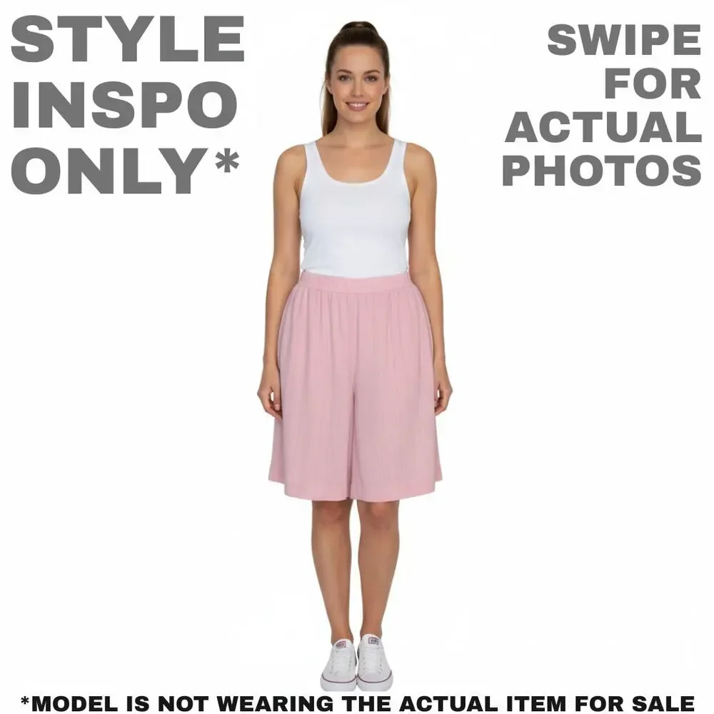 Joyce Med/Large Pink Elastic Waist High Rise Pleated Shorts [0232]